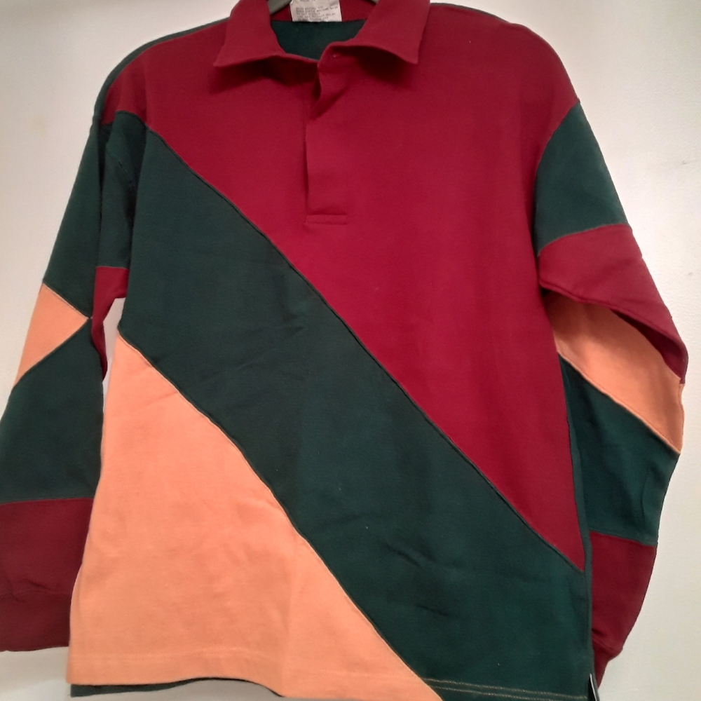Color Block Kid's Size 10 /Women 8-10 Playball shirt,  slits on sides.